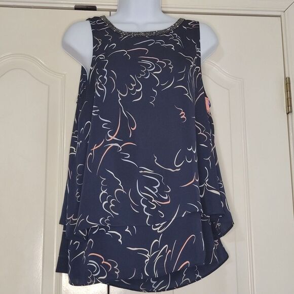 Juicy Couture Tank Top Sleeveless Scoop Neck Camisole Rhinestone Chiffon‎ Medium - Picture 1 of 8